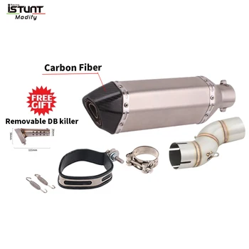 Slip On For Suzuki SFV650 SFV 650 2009 - 2016 Motorcycle Exhaust Escape Moto Full Systems Modify Mid Link Pipe Muffler