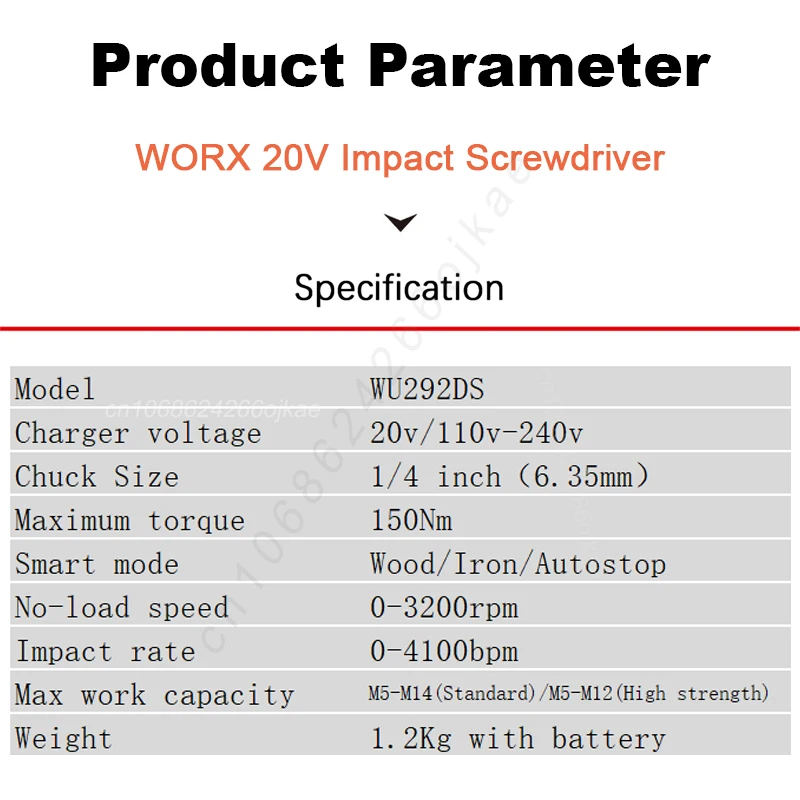 WORX Cordless Impact Screwdriver Brushless WU292DS Bare Tool 20v
