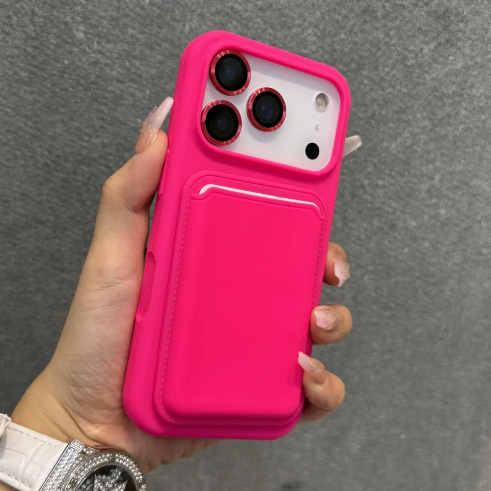 Magnetic Liquid Silicone Wallet Slot Card Holder Case with Soft Bumper Cover
