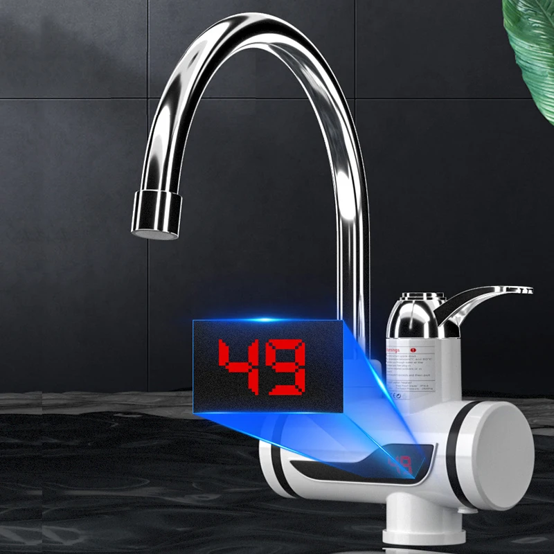110V 220V Rotatable Bathroom Kitchen Heating Tap Water Faucet Tankless Electric Hot Water Heater Faucet with LED Digital Display 2