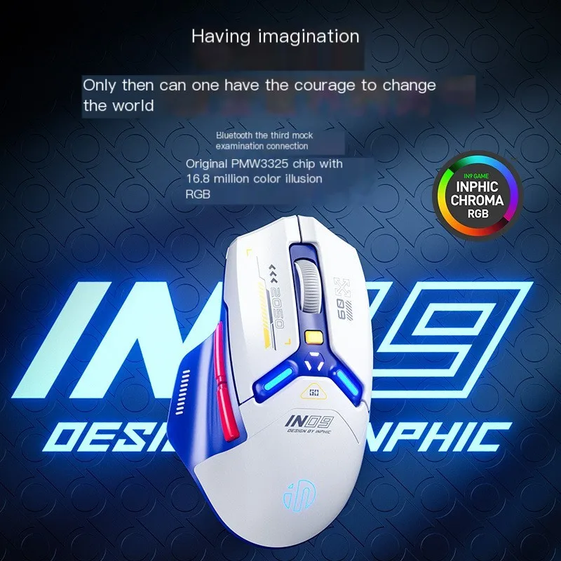 Tri-mode sem Fio Bluetooth Mouse Luminoso Tipo-c Carregamento Mouse de Jogos Profissional para Computador Office Gamer In9 - Imagem 6