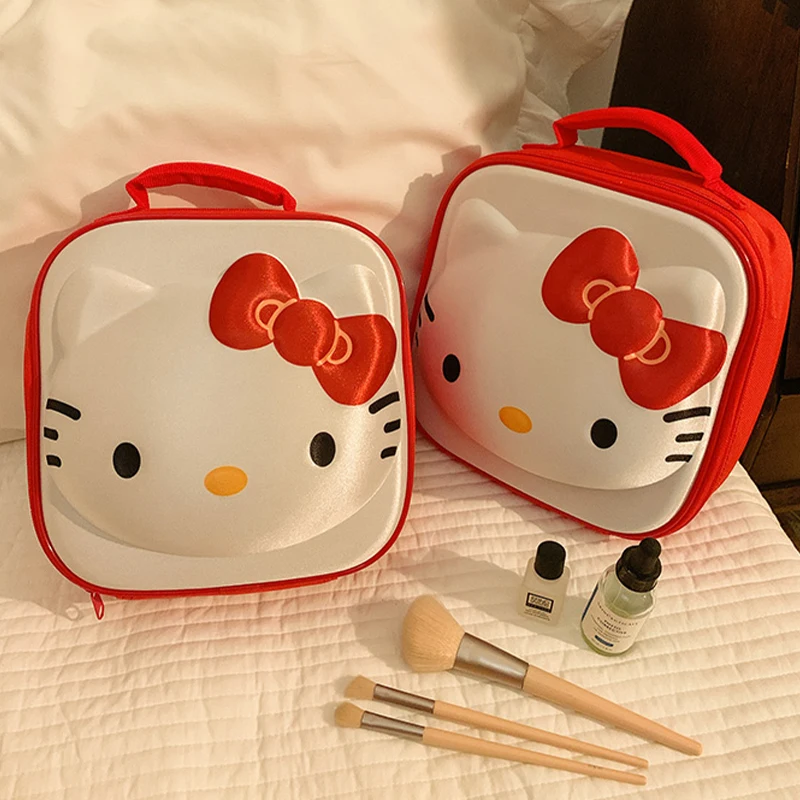 

Сумка для хранения Hello Kitty, милая мультяшная портативная косметичка, портативная Вместительная дорожная милая сумка Hello Kitty для девочек