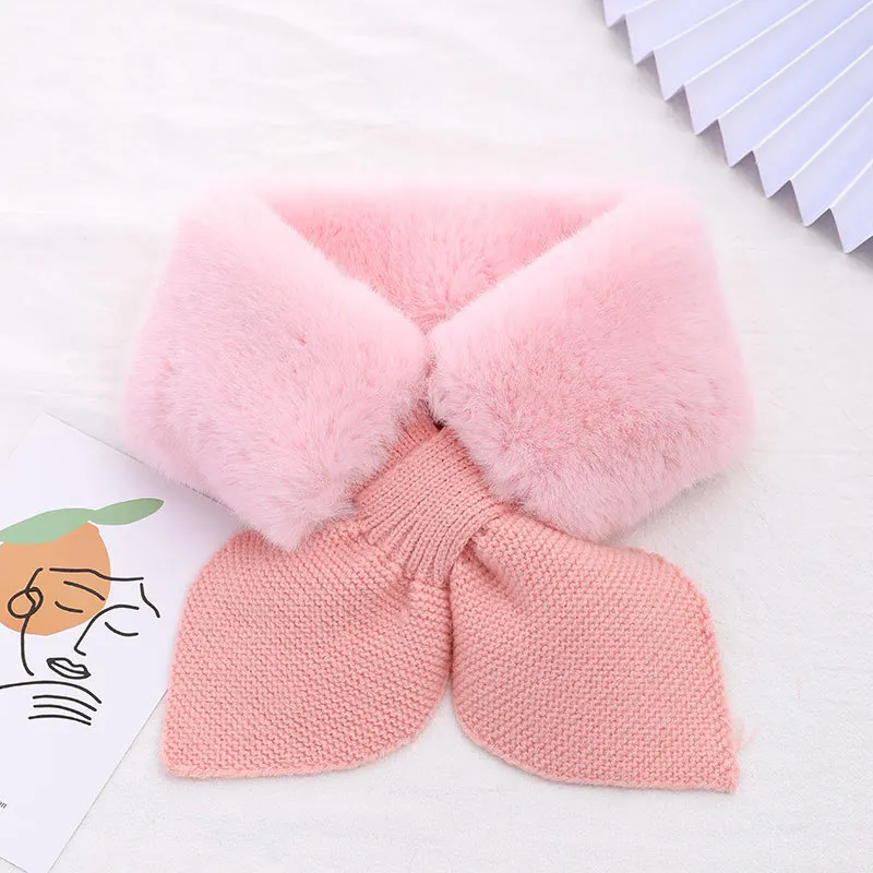 Autumn Winter Children Scarf Baby Girl Soft Scarf Cute Neck Warmer Plush Collar Kids Women Scarves Outdoor Neckerchief
