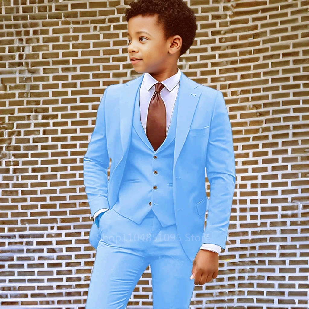 3PCS Boys Suit Kid Wedding Easter Church Outfit Set Teenage School Graduation Prom Photography Performance Birthday Party Tuxedo