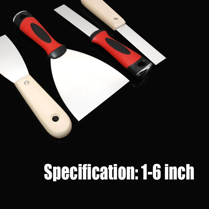 1PCS 1-6 Inch Stainless Steel Putty Knife Wood/Plastic Handle Scraper Paint Knife Decoration Wall Scraper Paint Tool