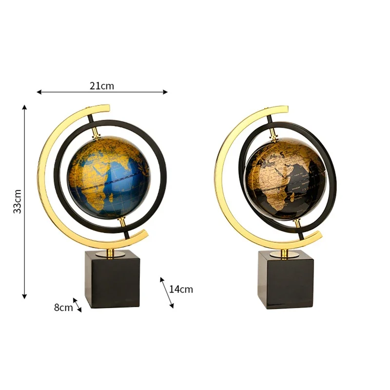 مجسم كرة أرضية معدني دوار من الرخام