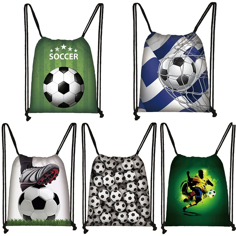 

Cool Footbally Soccer Print Drawstring Women Men Backpacks Canvas Shoulder Bag For Travel Fashion Shoes Holder Gift