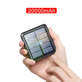Caricatore portatile doppio USB solare da 20000 mAh per iPhone Samsung Huawei Powerbank con batteria di ricambio esterna per torcia elettrica