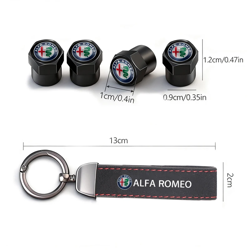 Sleek Car Tire Valve Caps and Keychain Set