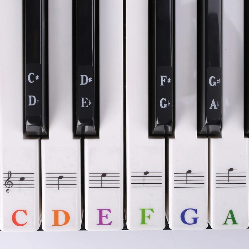1Pc Multicolour Piano Stickers Keyboard Key Note Removable Labels Kids Beginners