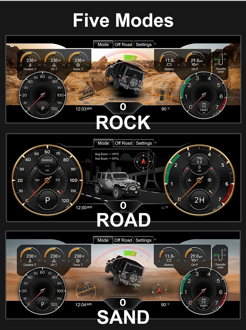 12.3'' full HD LCD Digital Instrument Cluster For Jeep Wrangler JL/Gladiator 201