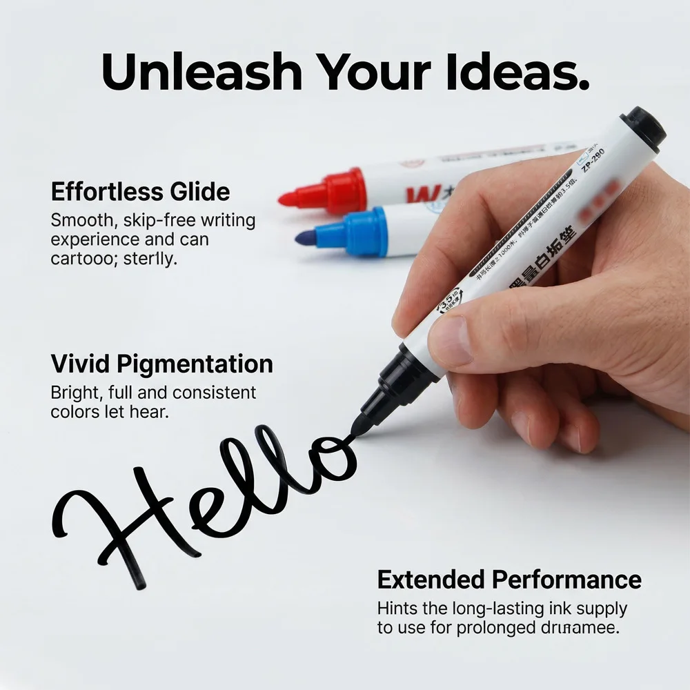 대용량 액체 잉크 화이트보드 마커 3가지 선명한 색상 지우기 가능 잔여물 없음 교실 회의 교육 사무실용