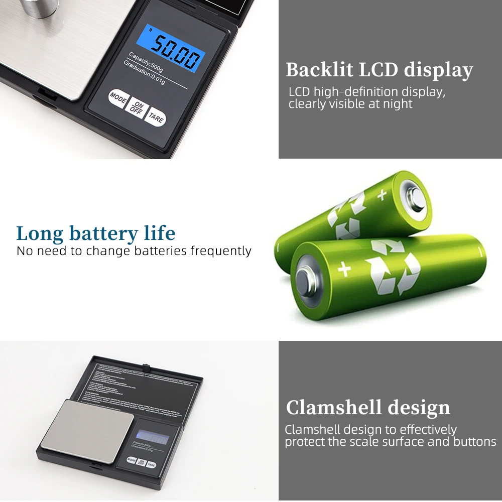 High Precision Mini Digital Pocket Scale - 500g Capacity for Jewelry and Kitchen Use