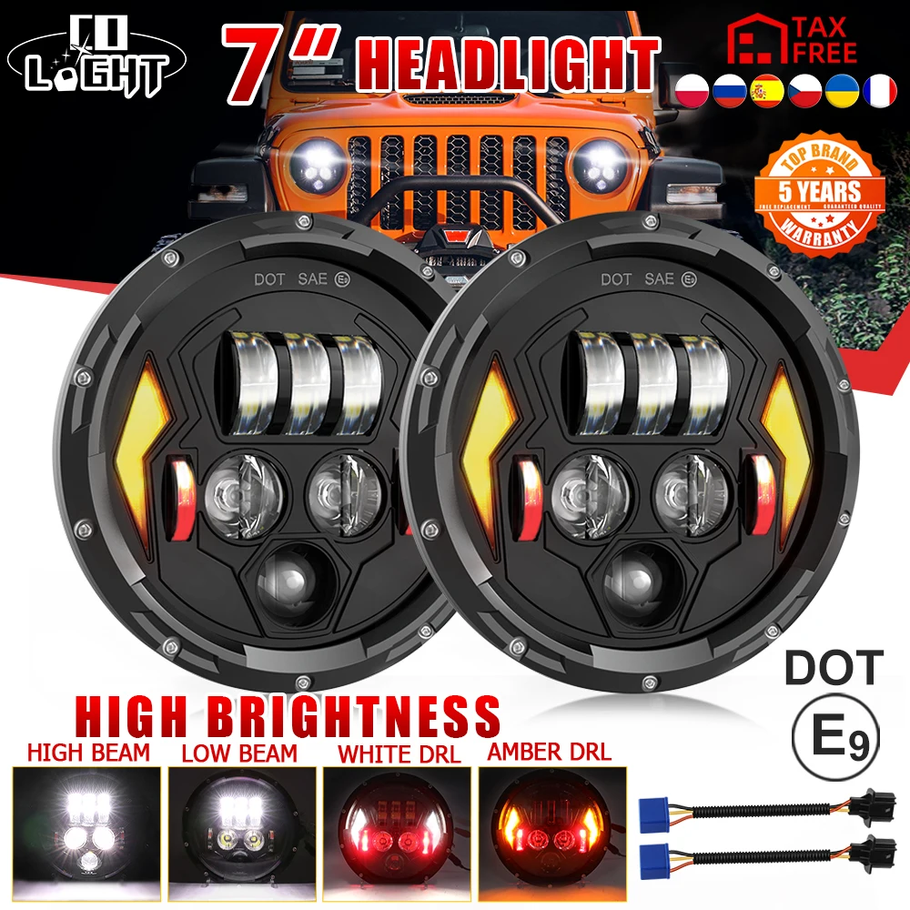 Comprar H4 7 pulgadas faro Led para coche todoterreno lámpara Led para  coche H4 faro Led Halo Ojos de Ángel para Lada Niva 4X4 UAZ Hunter  accesorios para coche 12V 24V