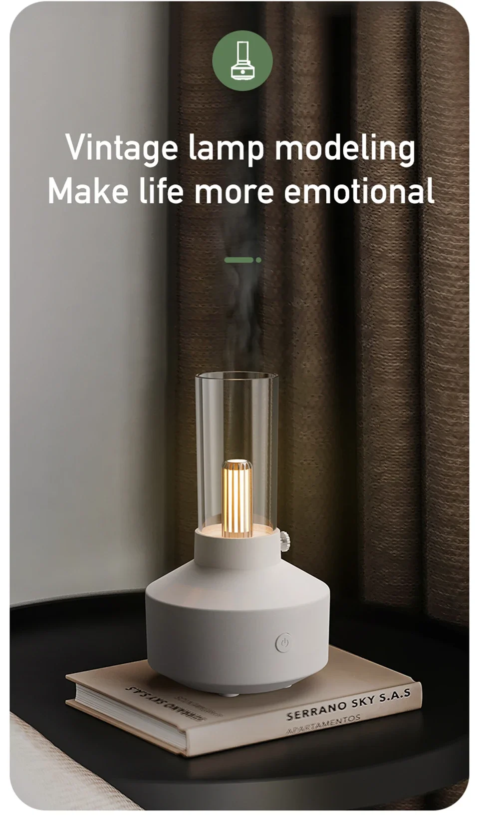 Description Picture 4 of itemRetro Kerosene Lamp Aromatherapy Diffuser Air Humidifier Home Room Fragrance USB Electric Ultrasonic Aroma Essential Oil Difusor
