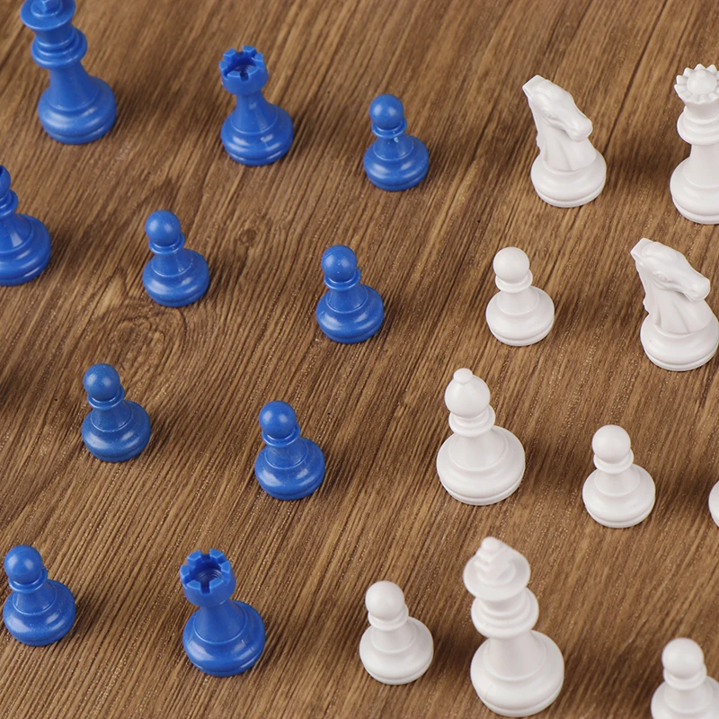 Medieval Chess PS Blue And White Set 35cm Leather Chessboard Chess Games For Adults Travel Pieces Board Games Kids Toy