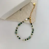 Nouveauté à la mode perle d'eau douce naturelle et pierre de Jade 14K or rempli femme ensemble de bijoux pour femmes collier Bracelet cadeaux 5