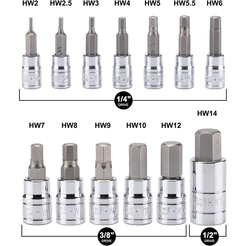 Sourcing Map 7/16" Hex Bit Socket 1/2" Square Drive SAE