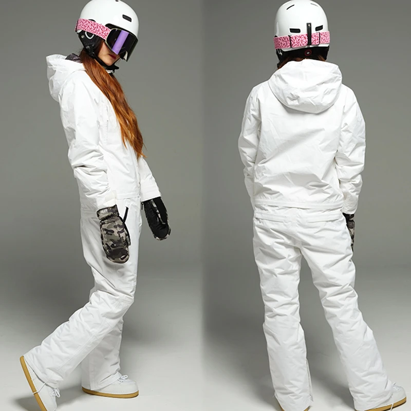 2022 Ski Jumpsuit Women Hooded Ski Suit Men Waterproof Snowboard Winter