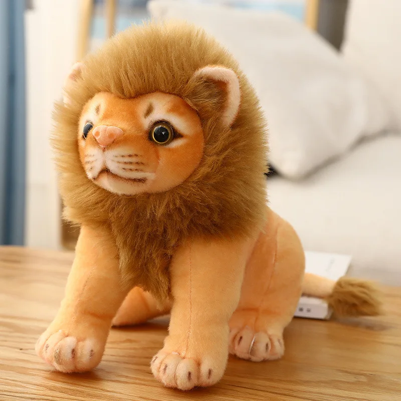 23/28Cm Real Life Lion Stuffed Toy Plush Toy Xmas Gift Simulation Animal Doll Cute Model Throw Pillow Children Gfit