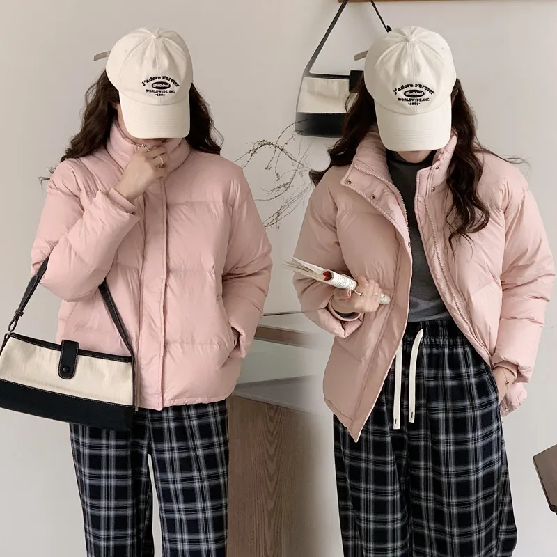 

2023 Winter Women Short Parkas Jackets Female Stand Collar Zipper Outwear Coats Winter Thickened Warm Cotton Jackets Parkas Coat