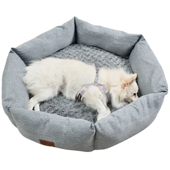 Thickened Filled Hexagonal Dog Bed,Donut Washable Pet Kennel,Rose Velvet Cat Bed,Durable Calming Down Dog Sofa for Indoor Travel