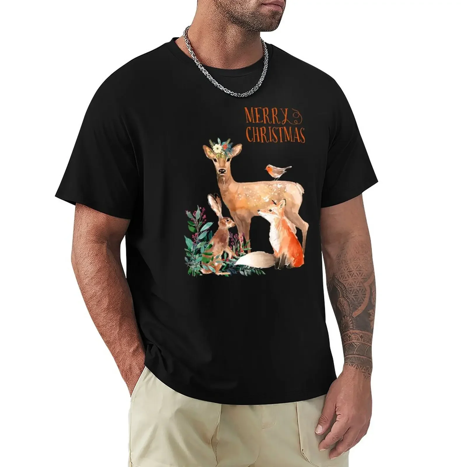 

Merry Christmas Woodland Friends T-Shirt graphics boys whites customs heavy weight t shirts for men