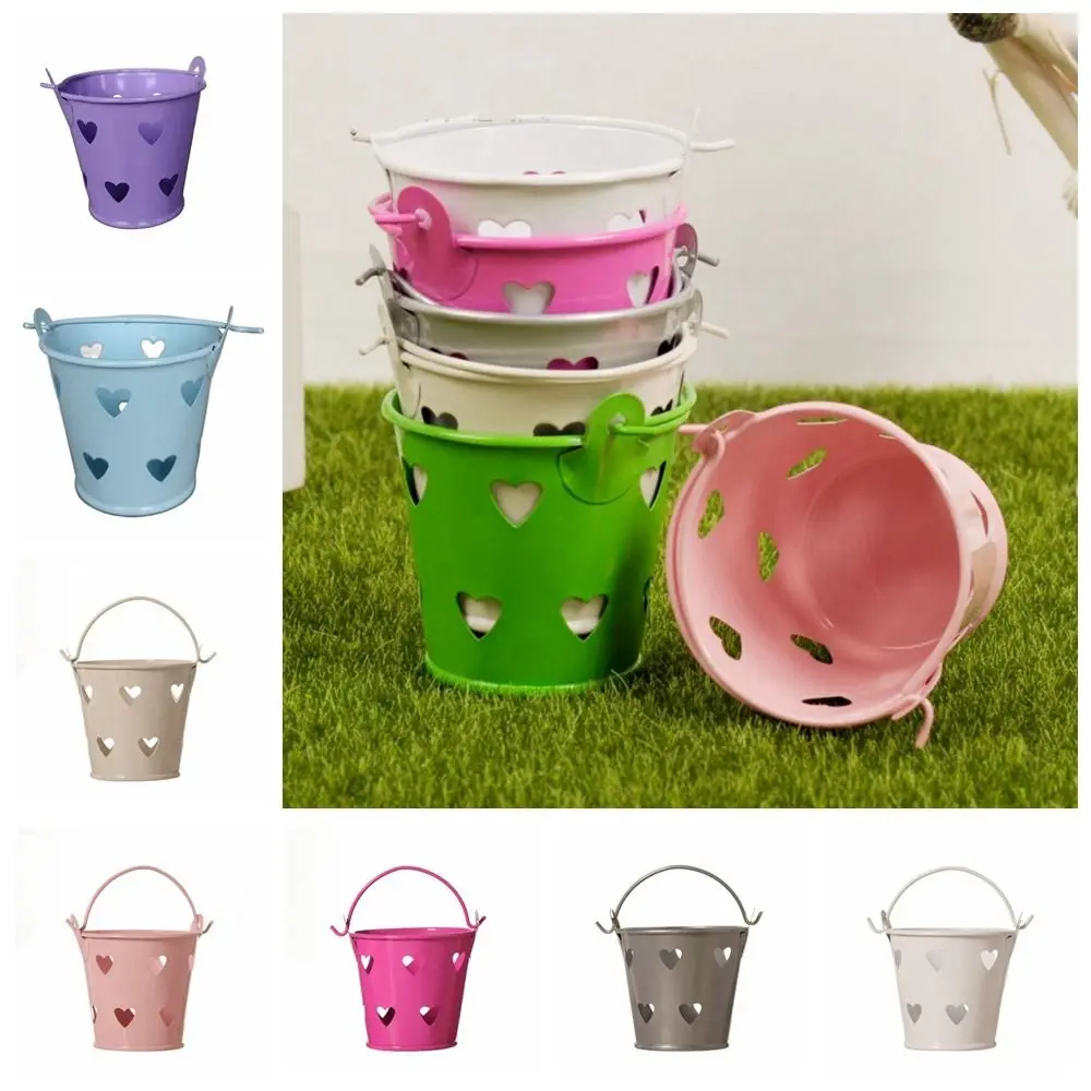 

Hollow-out Hollow Iron Bucket Cute Heart-shaped Tinplate Water Bucket Candy-colored Mini Heart-shaped Box Valentine's Day