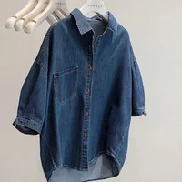 Chemise de cowboy à simple boutonnage pour femme, col polo confortable, chemisier pour femme, nouvelle mode, printemps, automne, 2024 2