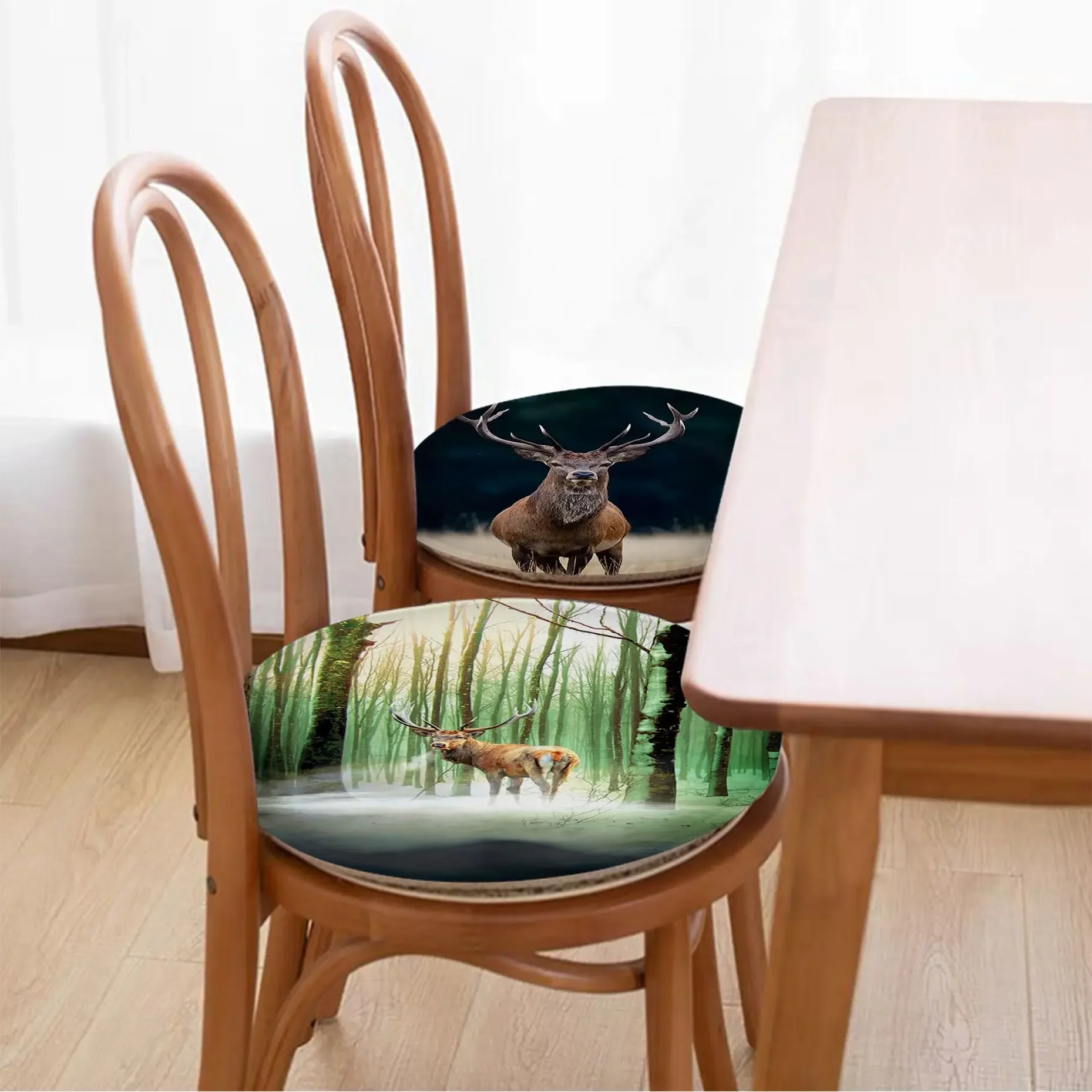 

Green Forest Wild Deer Decorative Seat Pad Household Cushion Soft Plush Chair Mat Winter Office Bar Seat Mat