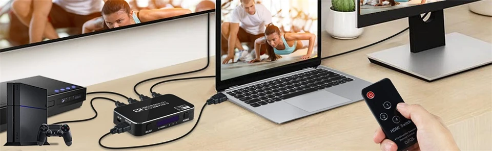 4K HDTV Splitter 4 In 1 Out 4 Port HD Switcher Selector HD Cable Supports Full H