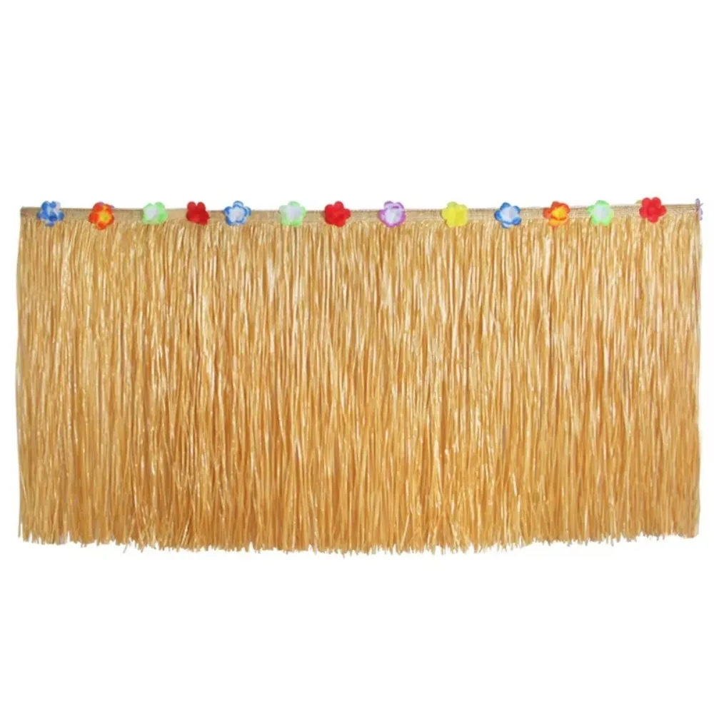 Hawaiian Party Straw Table Skirt Hawaii Themed Party Decoration Grass Table Skirt Straw Color DIY Hawaii Party Tablecloth 2