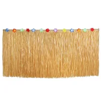 Hawaiian Party Straw Table Skirt Hawaii Themed Party Decoration Grass Table Skirt Straw Color DIY Hawaii Party Tablecloth 2