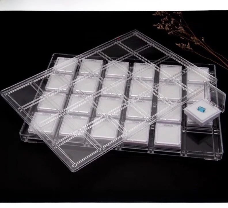 High-End Transparent Acrylic Naked Stone Diamond Box Storage Organizer Cerc White id Tray Jewelry Faion Accories