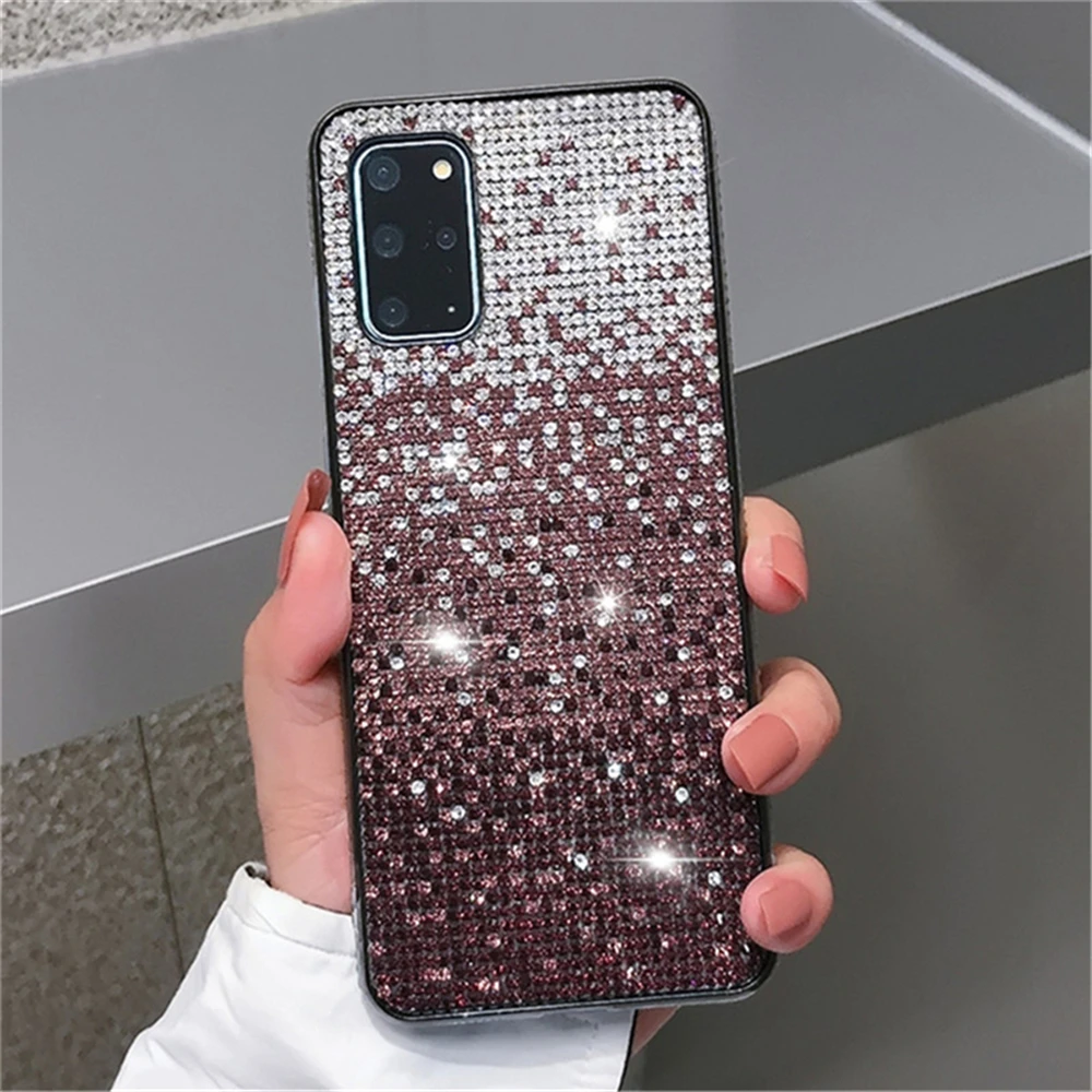 Luxury Shiny Rainbow Glitter Diamond Case For Samsung S22 Ultra S21 Plus S20 S10 Note 20 10 Bling Rhinestone Soft Silico_voghion.com