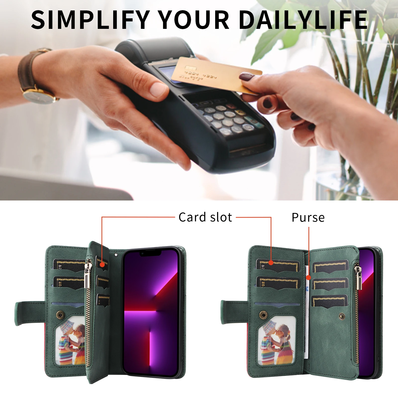 Premium Flip Leather Wallet Phone Case with Multi Card Slots