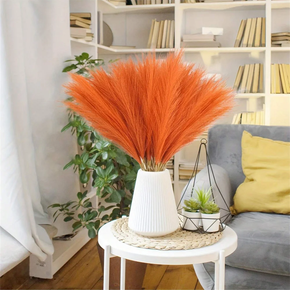Artificial Pampas Grass in Orange, Beige, White, Blue, Black, Coffee, Brown, Red, Grey, and Pink 1