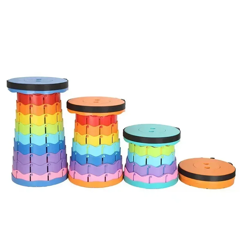 [Source Factory]Portable Round PP Plastic Folding Chair Accordion Chair Retractable Beach For Camping Travel Fishing Hiking Chai