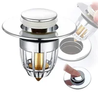 Universal Pop-Up Bathroom Sink Stopper Odor-Resistant Press-To-Close Drain Plug for Washbasin Accessories Hair Catcher Strainer 5