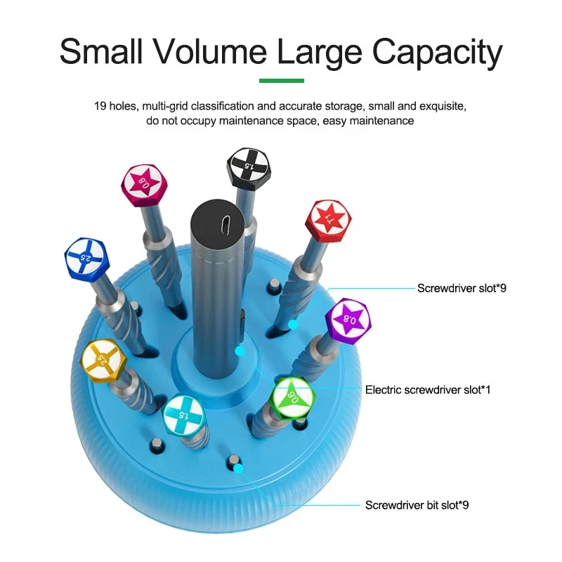 

Relife RL-078 Multi-function Screwdriver Rotary Storage Box Large Capacity 19 Holes Magnetism 360° Rotary Organizer