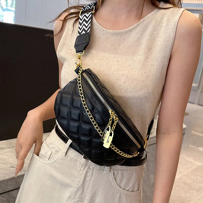 Fashion Women Waist Bag Lattice Pattern Leather Fanny Pack Brand Shoulder  Crossbody Chest Bags New Luxury Female Chain Belt Bag - AliExpress