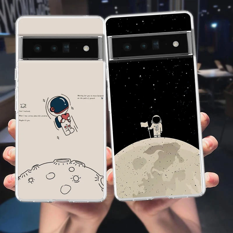 Astronaut Design Soft TPU Clear Phone Case
