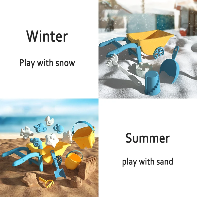 Children Trolley Beach Toys Beach Accessories Sandbox Sand Molds Shovel Barrel Summer Outdoor Playa Beach Sand Play Toy for Kids 4
