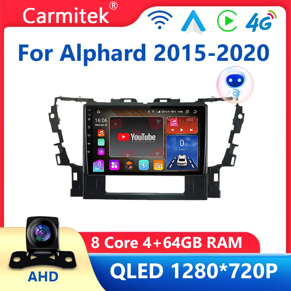 Autoradio Android Per Toyota Alphard 30 Series 2015-2020 Auto Multimedia Video Player Carplay No 2Din Dvd Wifi 4G