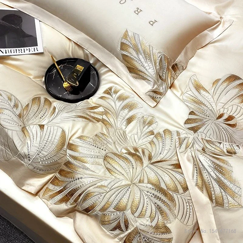 Mother Baby Grade Pure Cotton Bed Sheets,Covers, Pillowcases, Four Piece Set, New Light Luxury Thickened Embroidery Bedding 4Pcs