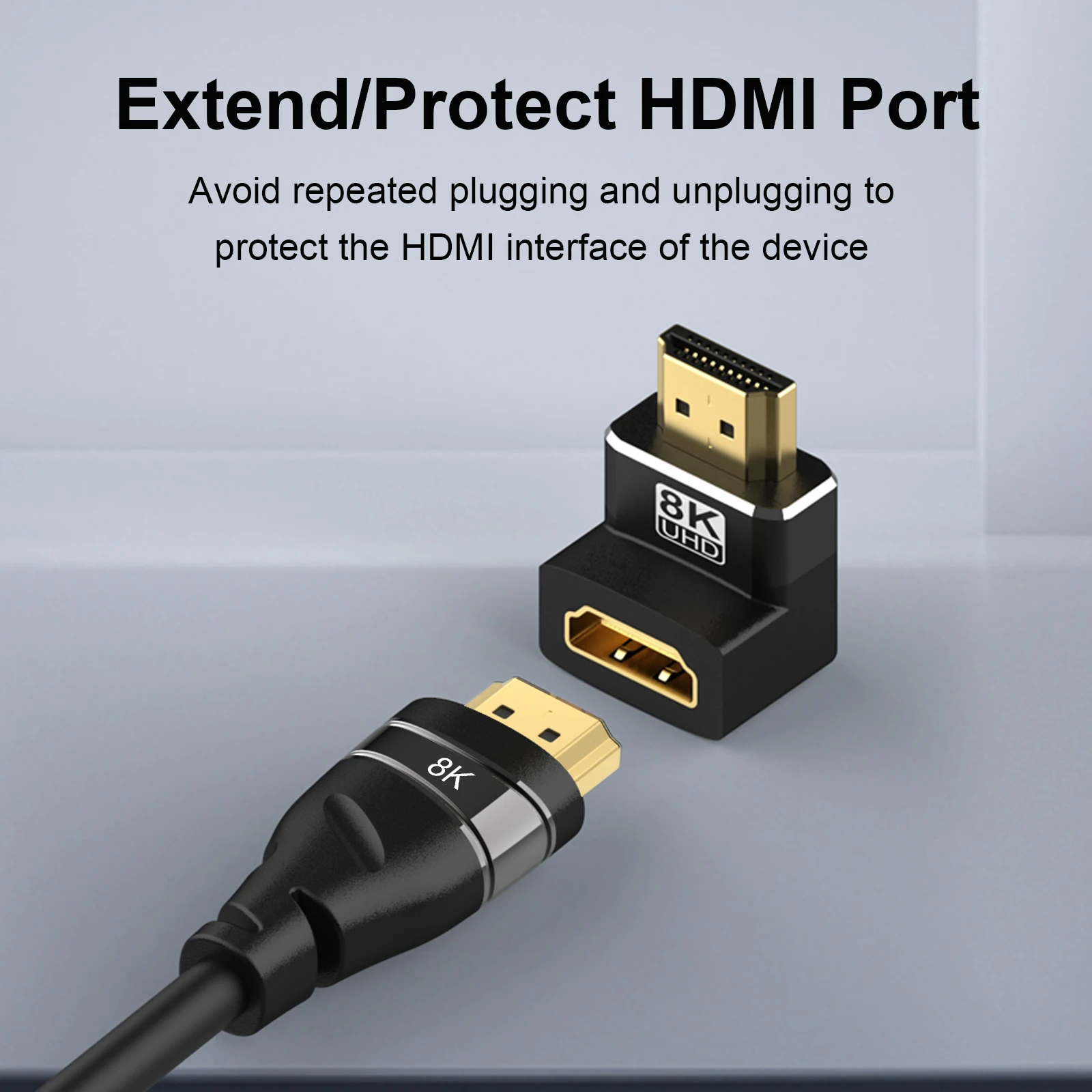 hdmi adapter 8K HDMI-Compatible Side Bend 90 Degree 270 Right Angle Male To Female Expansion Connector