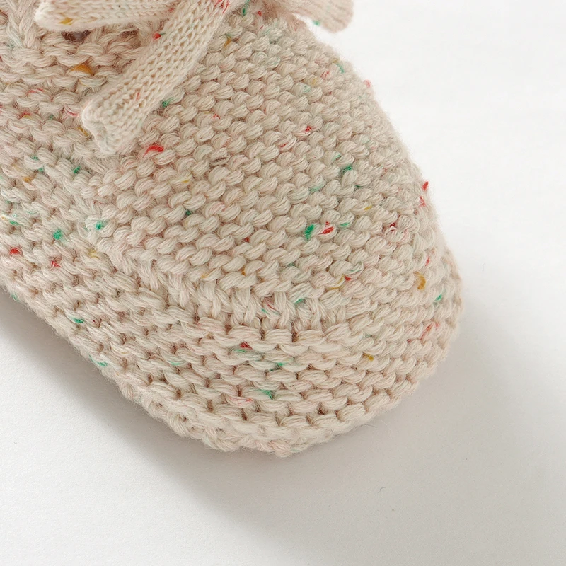 Cozy Knit Baby First Walkers with Bowknot and Soft Non-Slip Soles