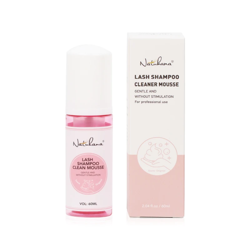 NATUHANA 60ml Gentle Lash Cleansing Mousse No Irritation Eyelash Shampoo for Extensions Grafting Makeup Remover Glue Cleanser 6