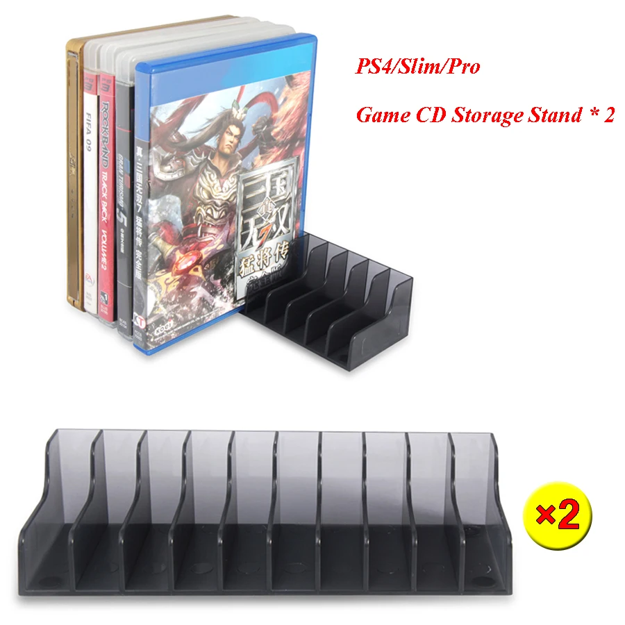 2 pcs set for Playstation4 PS4 PS5 Game CD Discs Storage Display Stand Bracket Holder Accessories for PS4 Slim Pro Game Disk Box — view 3