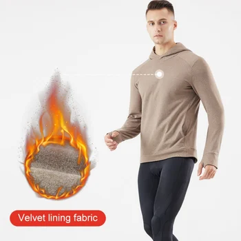 Autumn Winter Running Hooded Jacket Warm Windproof Long Sleeve Coat Outdoor Skiing Plush Fitness Training Clothes Fashion 2